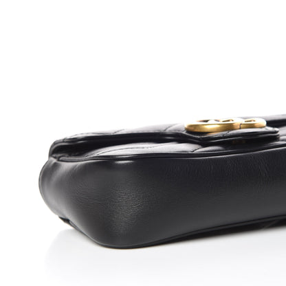 Gucci Calfskin Matelasse Super Mini GG Marmont Shoulder Bag Black 8 of 9