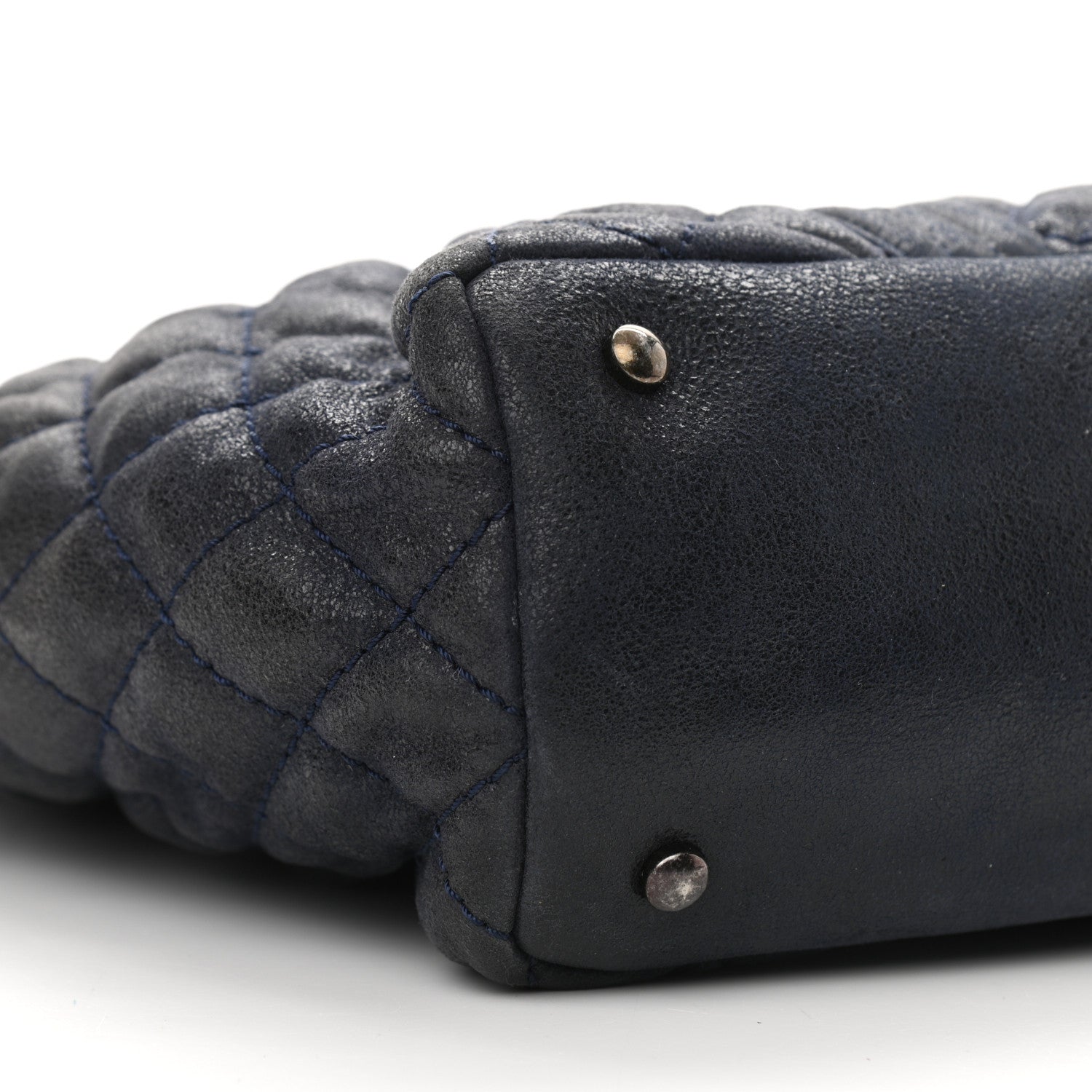 Chanel Iridescent Calfskin Quilted Large Gentle Boy Shopping Tote Navy 9 of 10