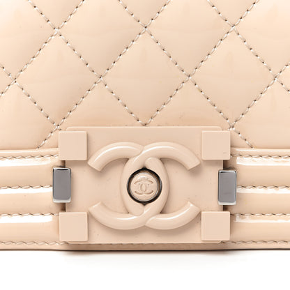 Chanel Patent Calfskin New Medium Boy Flap Plexiglass Beige 11 of 11