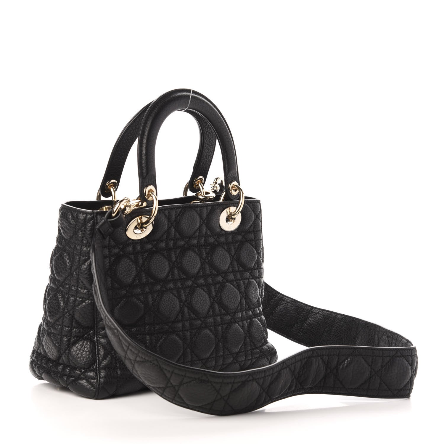Christian Dior Grained Calfskin Cannage Medium Supple Lady Dior Black 4 of 14