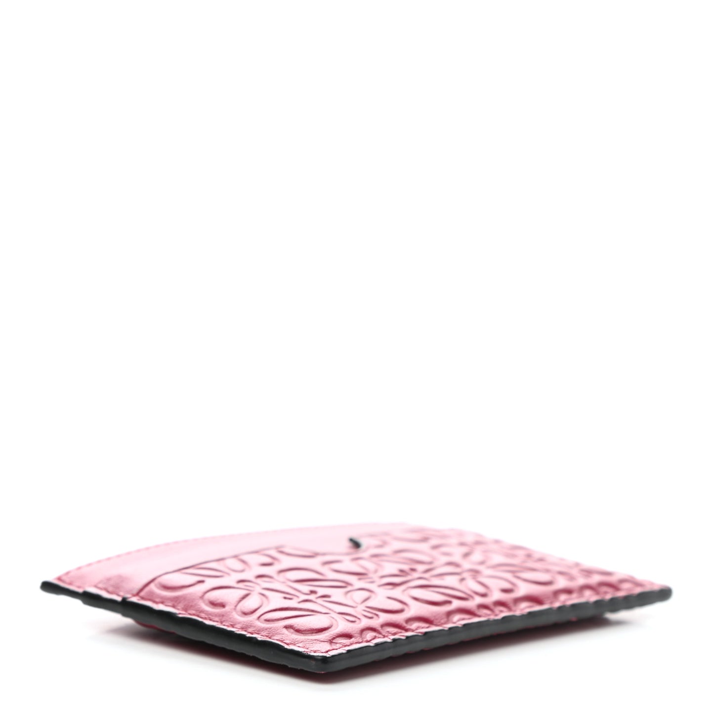 Calfskin Embossed Puzzle Plain Card Holder Raspberry