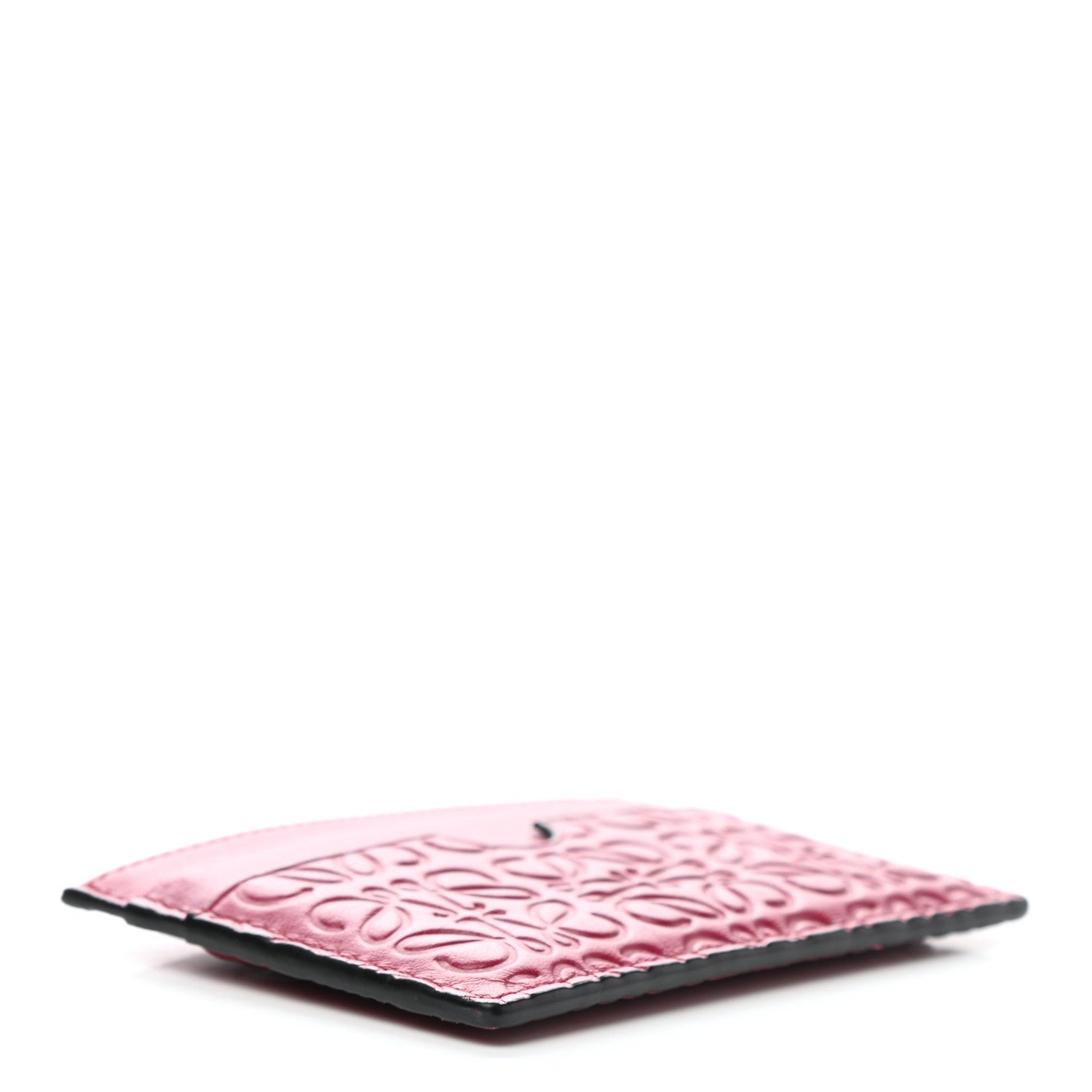 Loewe Calfskin Embossed Puzzle Plain Card Holder Raspberry 4 of 7