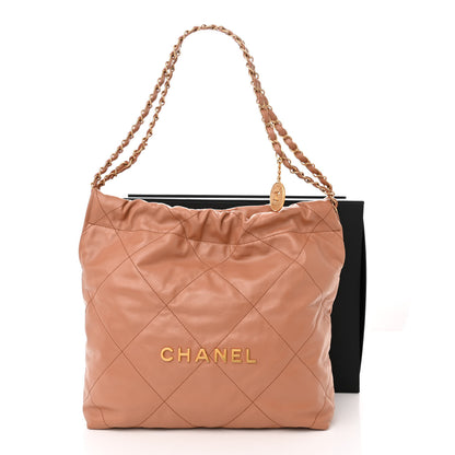 Chanel Shiny Calfskin Quilted Small Chanel 22 Camel 13 of 13