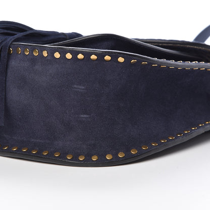Chloe Suede Calfskin Braided Small Hudson Shoulder Bag Full Blue 10 of 12