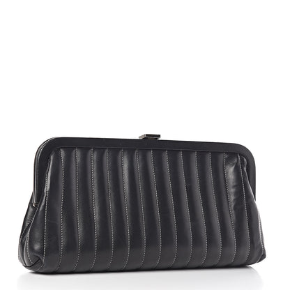Chanel Lambskin Vertical Quilted Mademoiselle Clutch Black 3 of 7