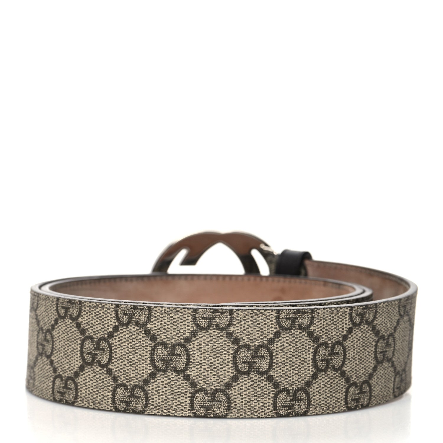 Gucci GG Supreme Monogram Selleria Calfskin Interlocking G 40mm Belt 95 38 Beige Ebony Cocoa 2 of 7