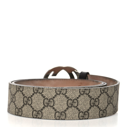 Gucci GG Supreme Monogram Selleria Calfskin Interlocking G 40mm Belt 95 38 Beige Ebony Cocoa 2 of 7