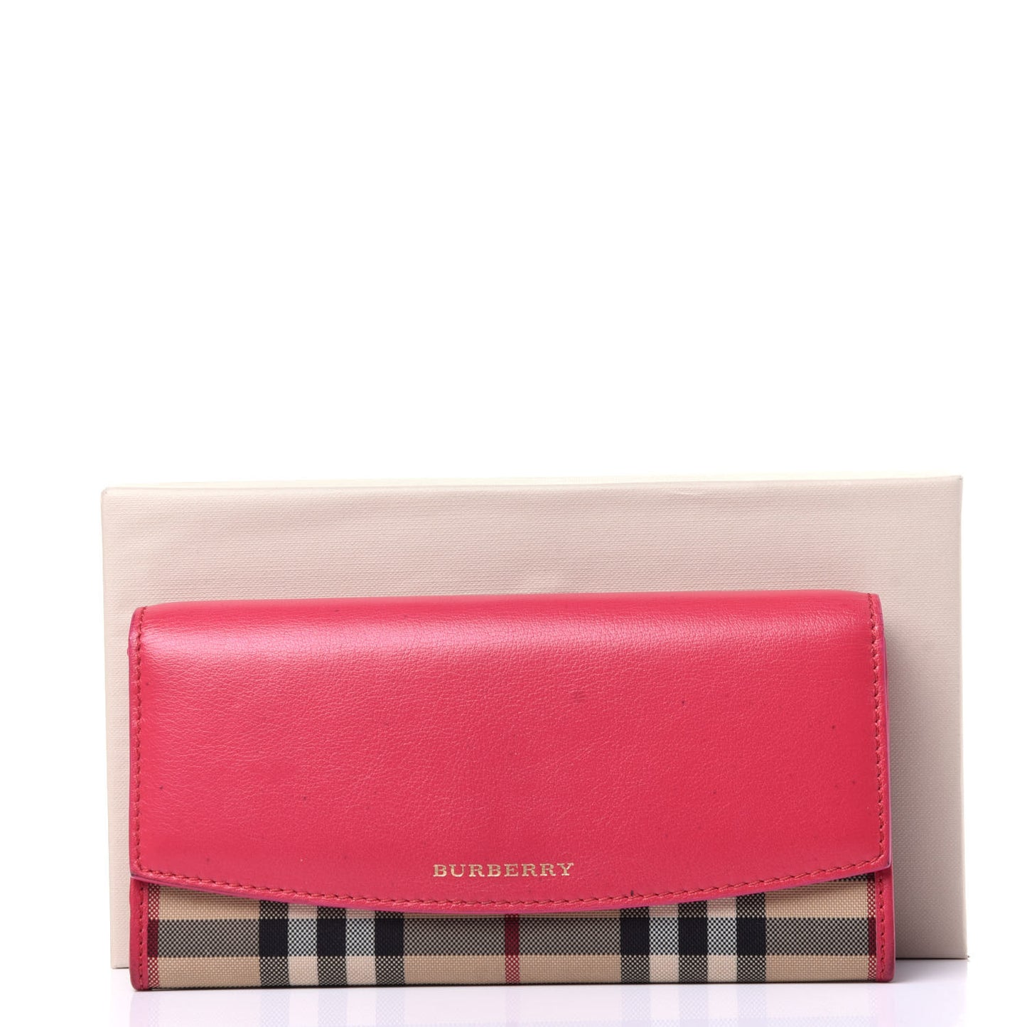 Calfskin Horseferry Check Porter Continental Wallet Crimson Pink