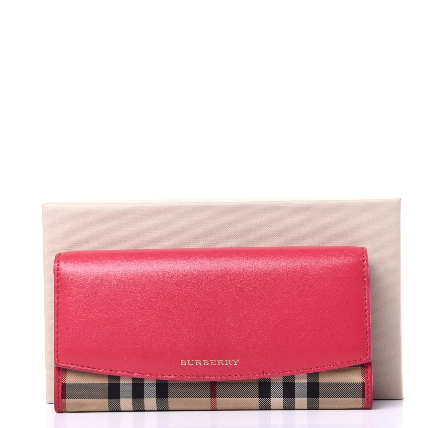 Burberry Calfskin Horseferry Check Porter Continental Wallet Crimson Pink 10 of 10