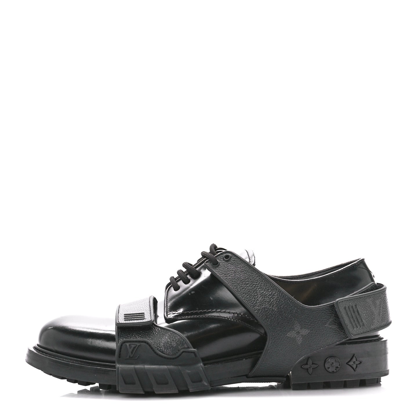 Monogram Eclipse Calfskin Mens Derby LV Derby Harness Shoes 8.5 Black