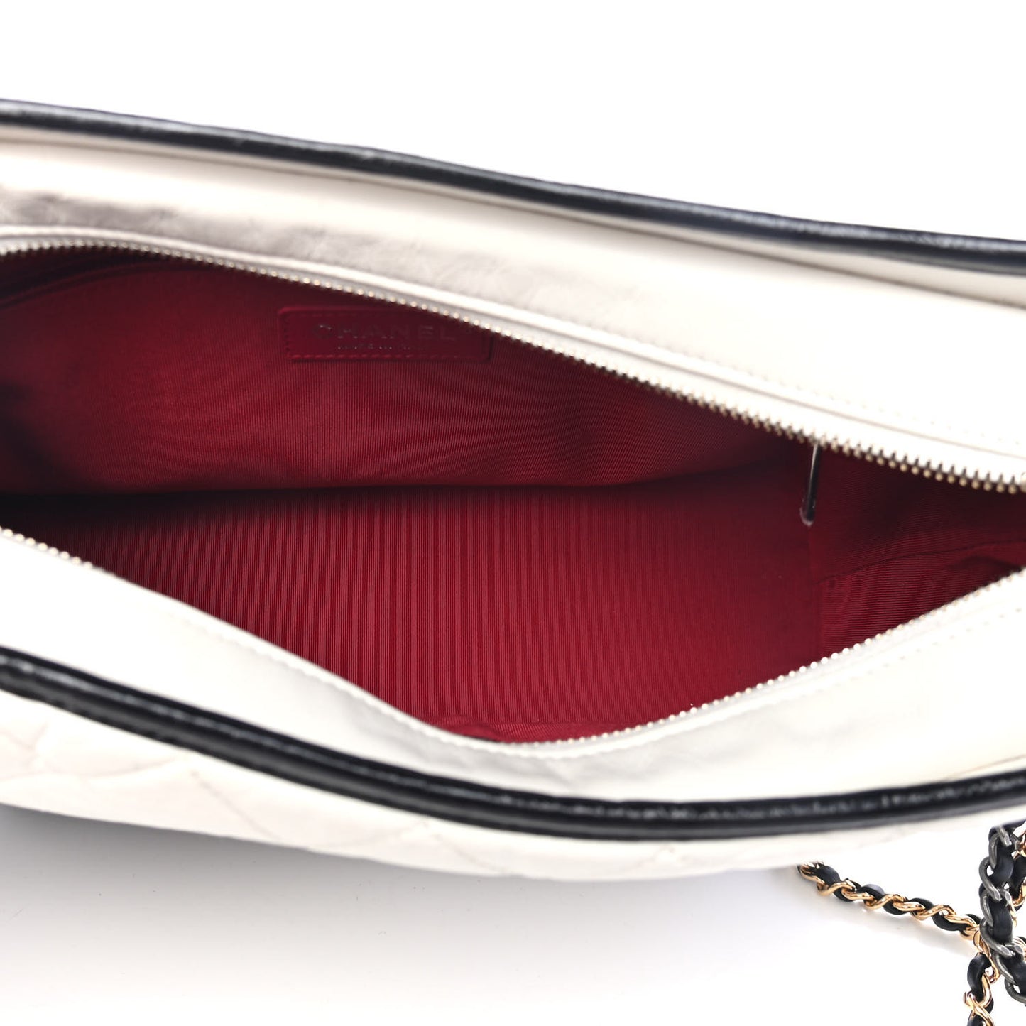 Aged Calfskin Quilted Medium Gabrielle Hobo Black White