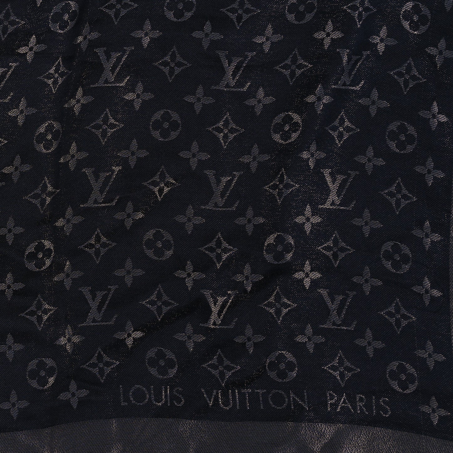 Silk Lurex Wool Monogram Shine Shawl Black
