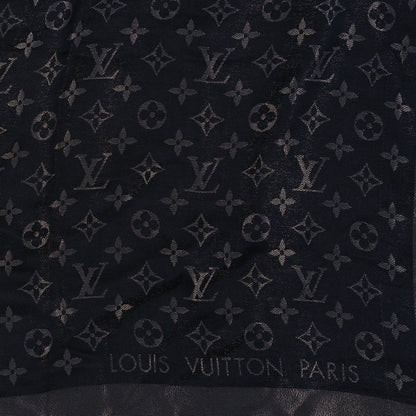 Louis Vuitton Silk Lurex Wool Monogram Shine Shawl Black 2 of 3