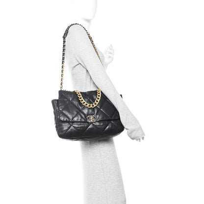 Chanel Goatskin Quilted Maxi Chanel 19 Flap Black 2 of 10