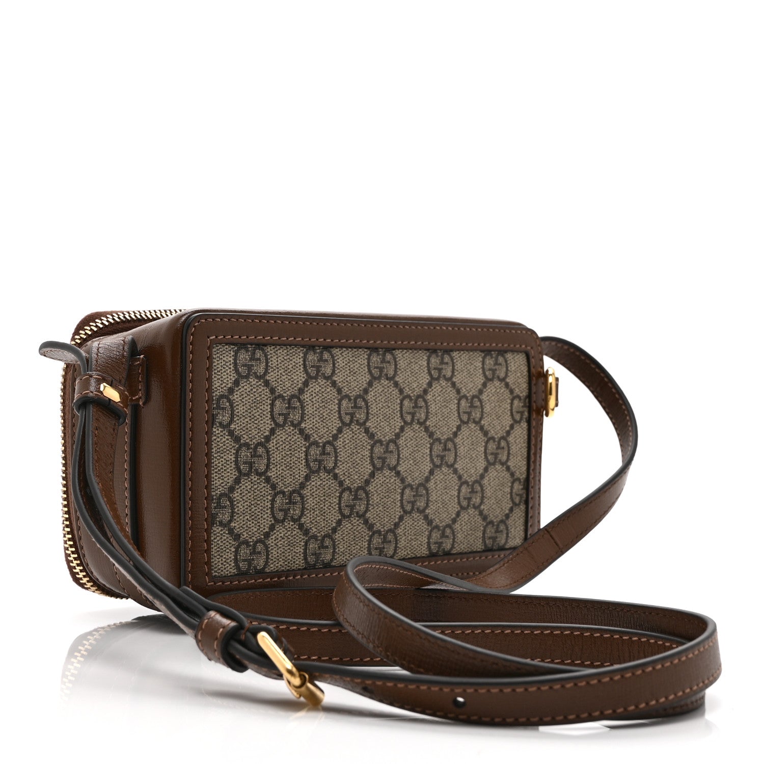 Gucci GG Supreme Monogram Azalea Calfskin Mini Retro Interlocking G Mini Shoulder Bag Beige Ebony Brown Sugar 3 of 20