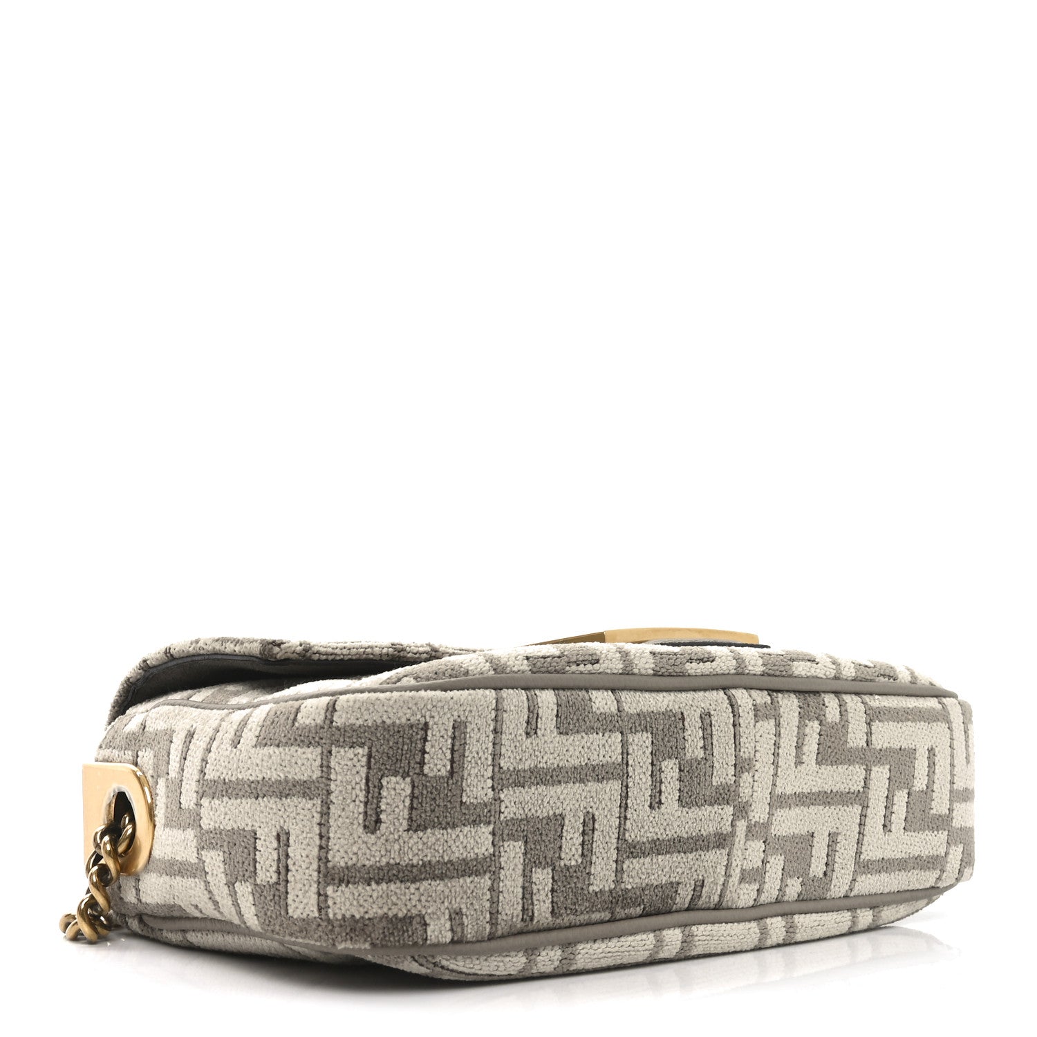 Fendi Chenille Vitello Seta FF Midi Chain Baguette Tortora 4 of 10