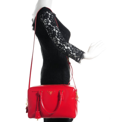 Prada Saffiano Vernice Lux Bauletto Rosso 2 of 9