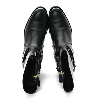 Chanel Calfskin Chain Short Boots 37 Black 2 of 10