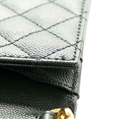 Saint Laurent Grain De Poudre Textured Mixed Matelasse Triquilt Monogram Clutch Vert Fonce 9 of 11