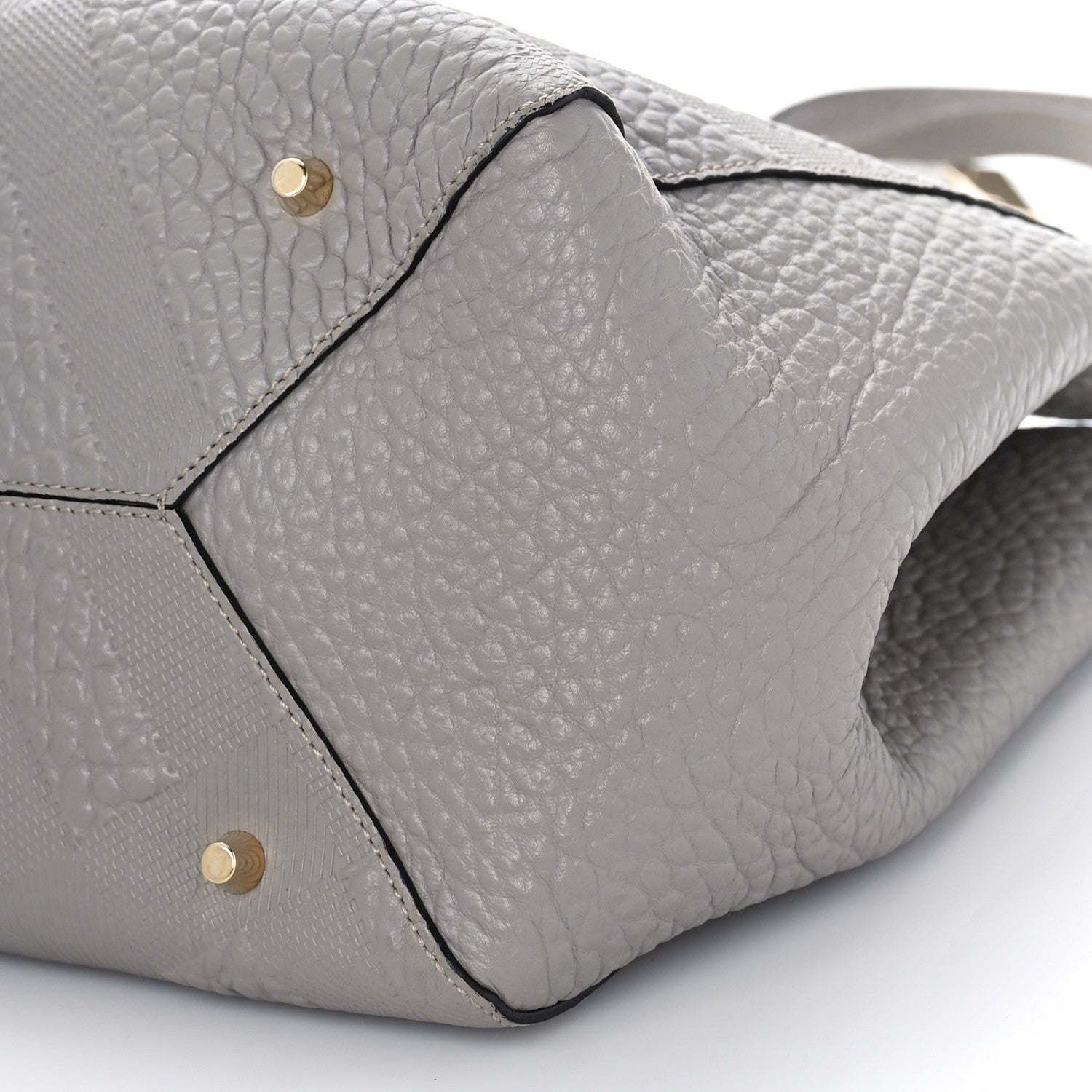 Burberry Signature Grain Calfskin Check Embossed Small Canterbury Tote Stone White 8 of 16