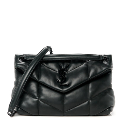 Saint Laurent Lambskin Quilted Monogram Monochrome Small Loulou Puffer Chain Satchel Black 1 of 11