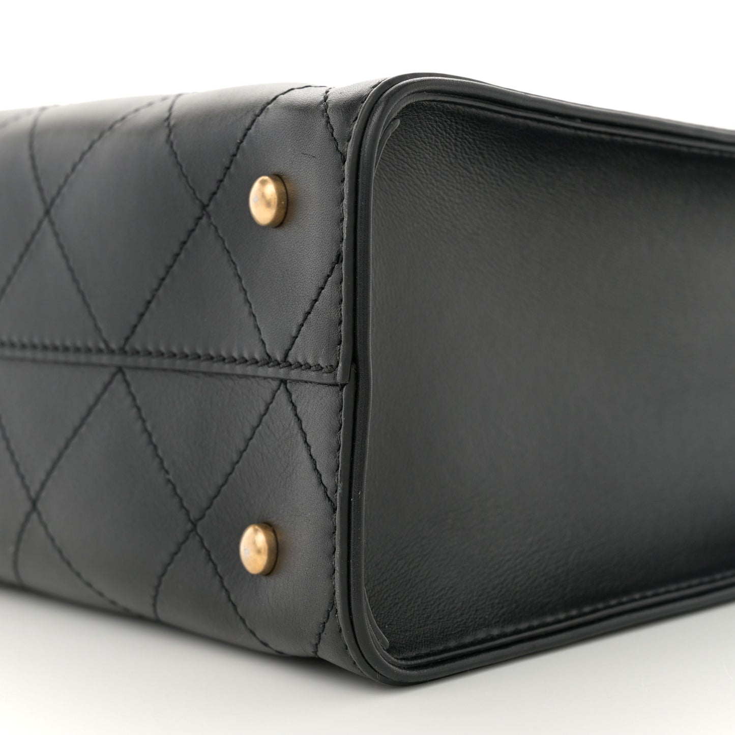 Calfskin Stitched Large Shopping Tote Black