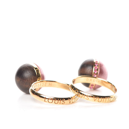 Louis Vuitton Wood Enamel Ball Ring Set 6.5 Brown Pink 3 of 12