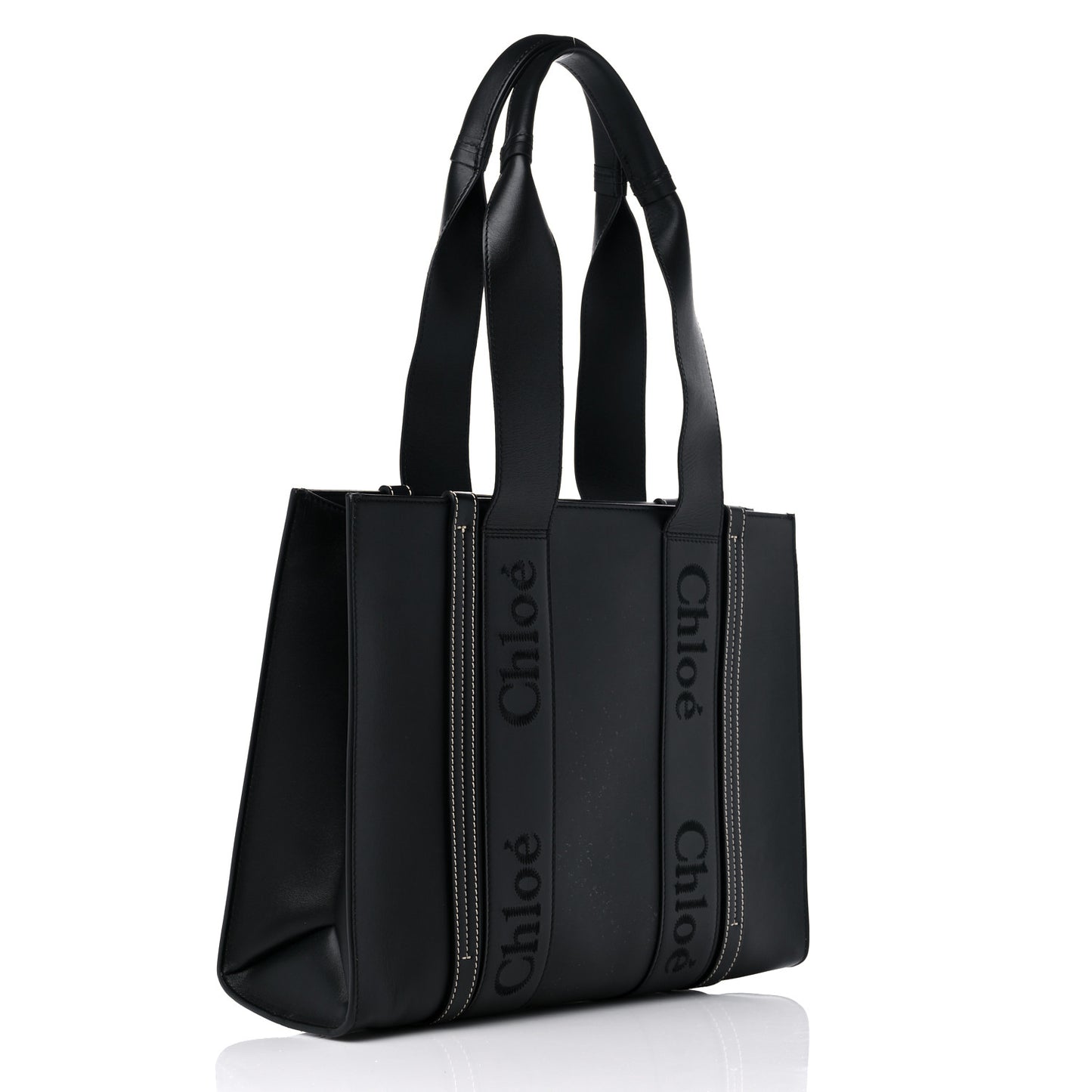 Calfskin Medium Woody Tote Black