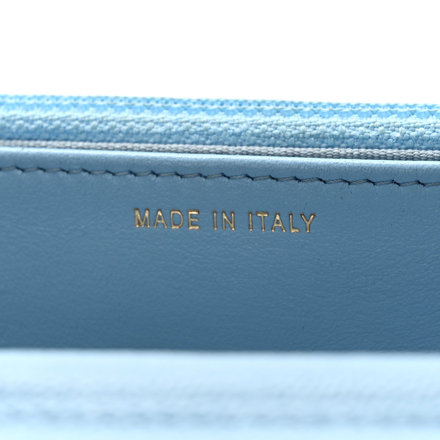 Chanel Caviar Quilted Crystal CC Wallet On Chain WOC Light Blue 7 of 12