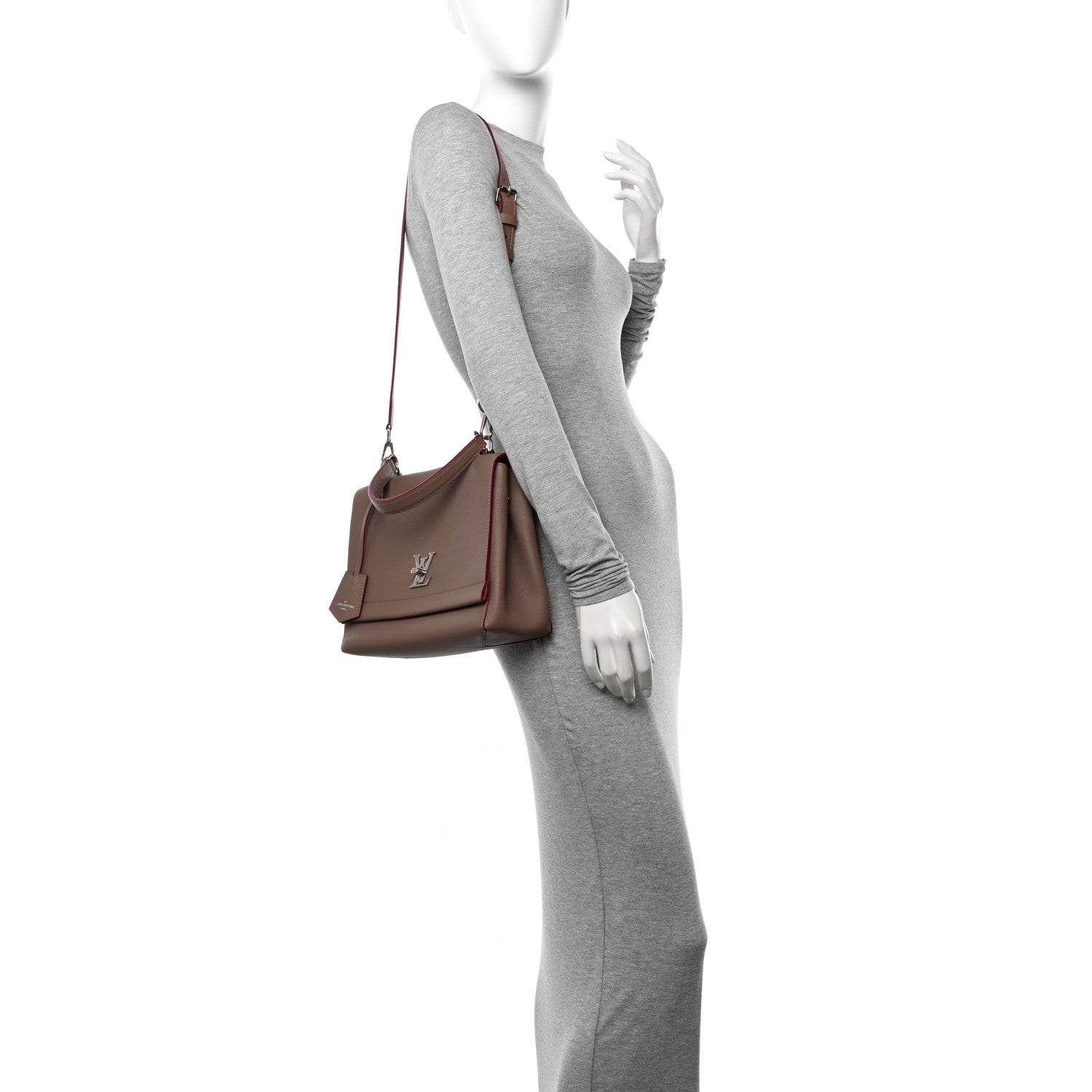 Louis Vuitton Soft Calfskin Lockme II Top Handle Taupe Glace 2 of 11