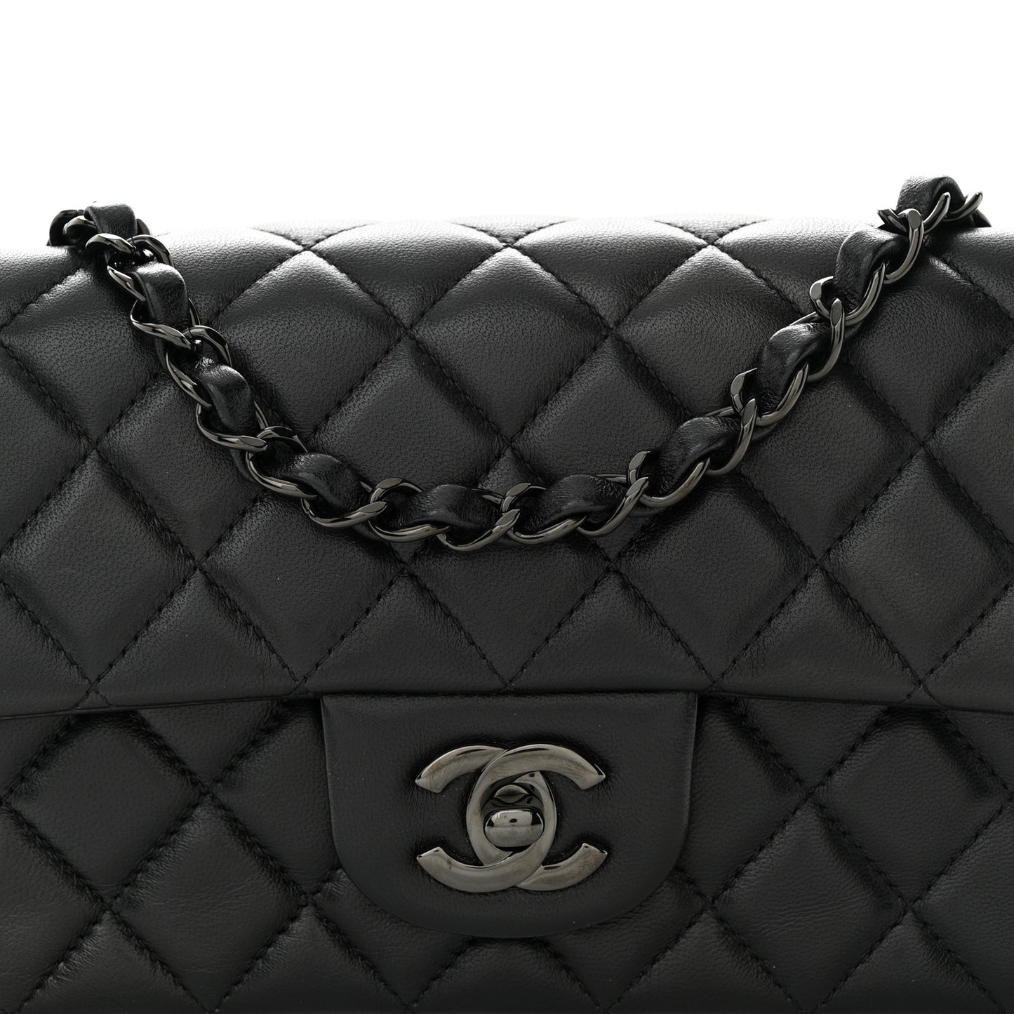Lambskin Quilted Mini Rectangular Flap So Black