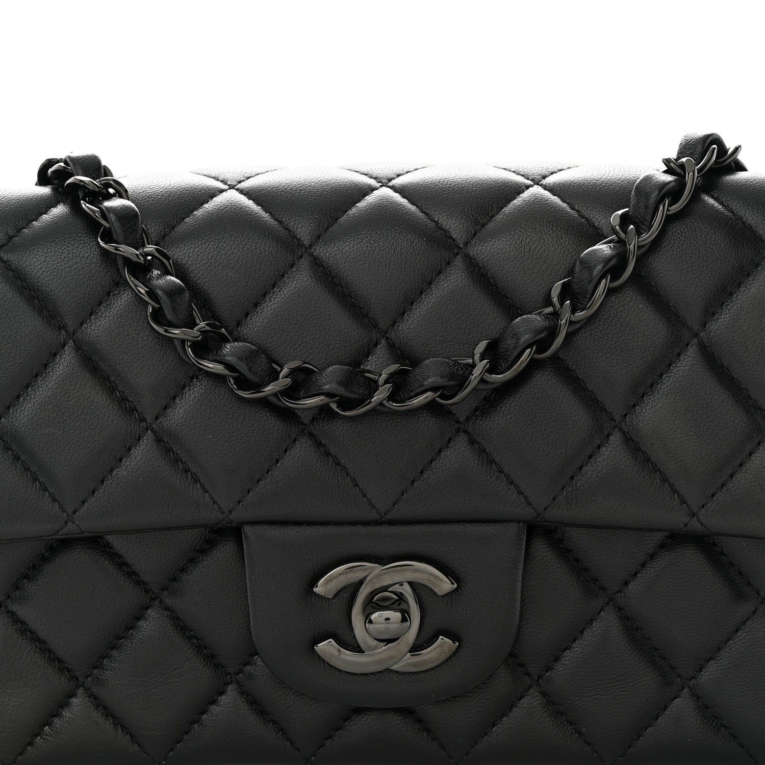 Chanel Lambskin Quilted Mini Rectangular Flap So Black 8 of 12
