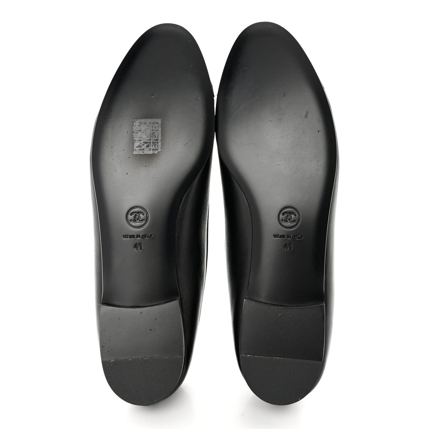 Lambskin Patent Cap Toe Ballerina Flats 41 Black