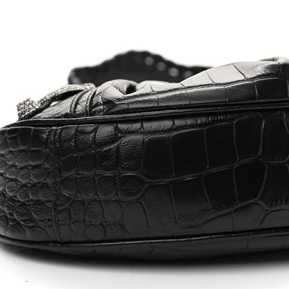 Balenciaga Extra Supple Calfskin Crystal Crocodile Embossed Le Cagole Shoulder Bag XS Black 8 of 10