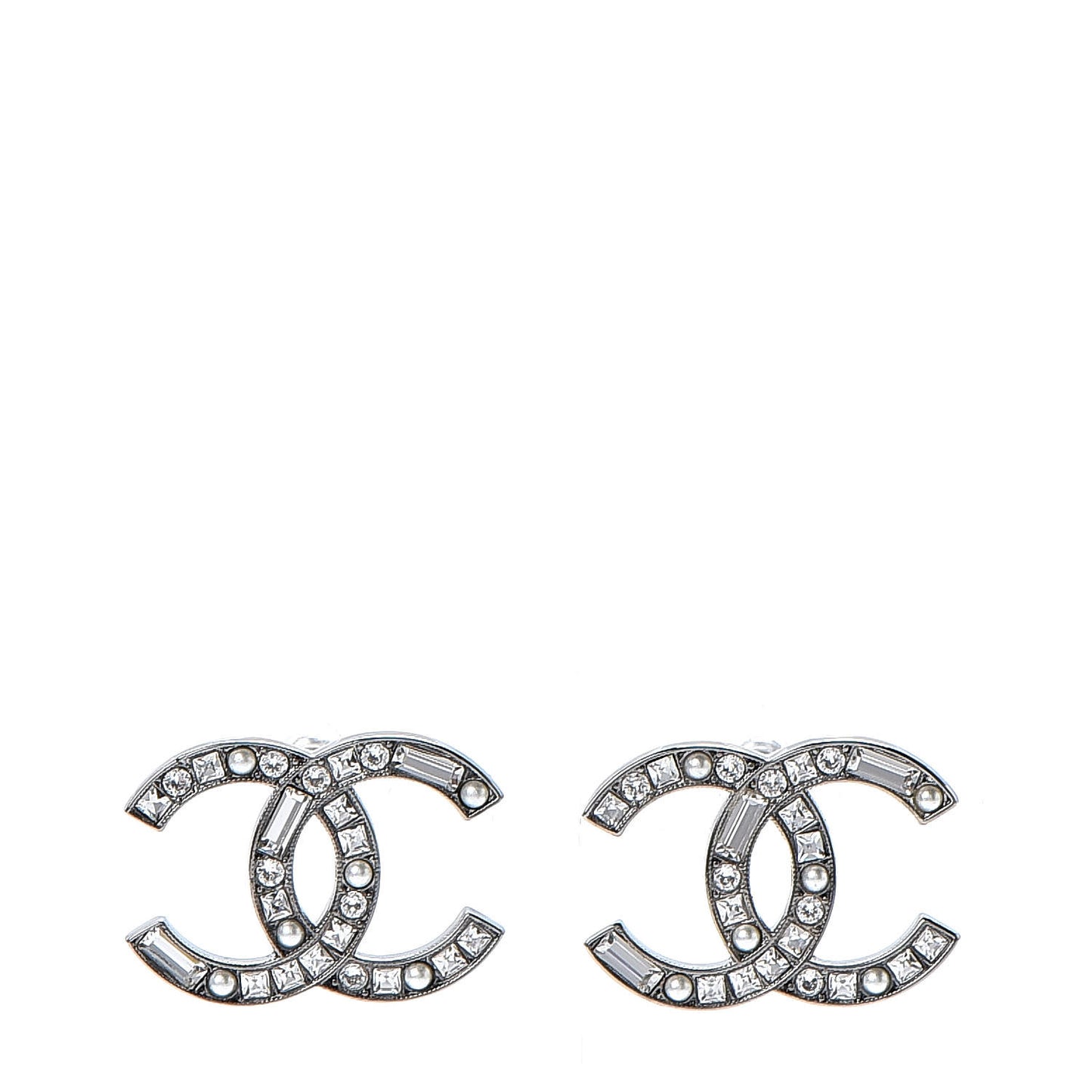 Baguette Crystal Pearl CC Bright Young Things Earrings Ruthenium