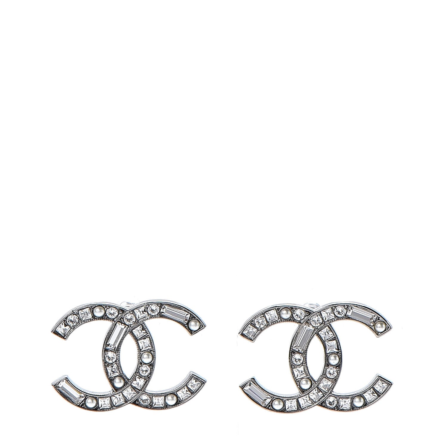 Chanel Baguette Crystal Pearl CC Bright Young Things Earrings Ruthenium 1 of 5
