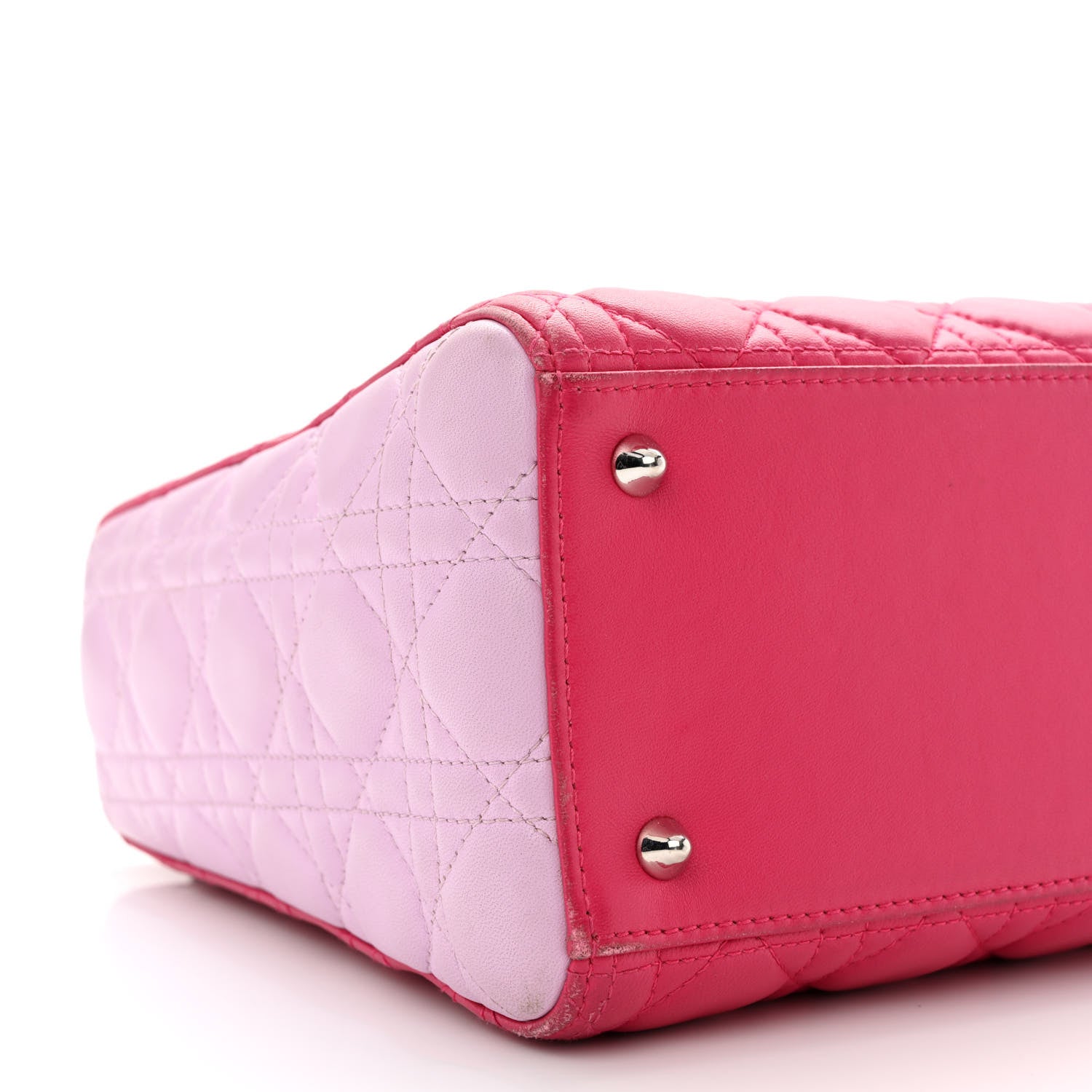 Christian Dior Lambskin Cannage Medium Tri-Color Lady Dior Fuchsia Anemone Black 9 of 20