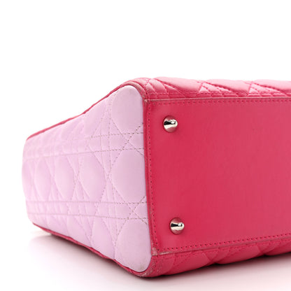 Christian Dior Lambskin Cannage Medium Tri-Color Lady Dior Fuchsia Anemone Black 9 of 20