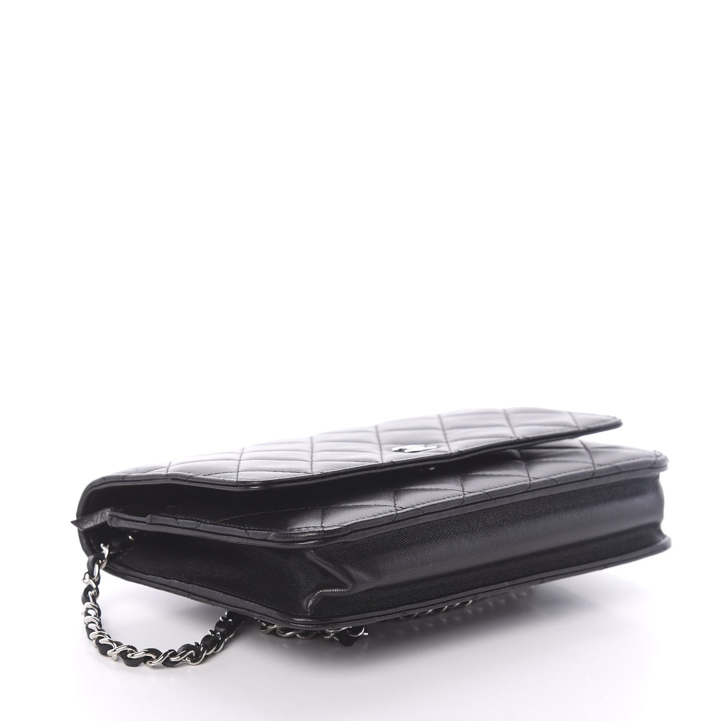 Lambskin Quilted Wallet On Chain WOC Black