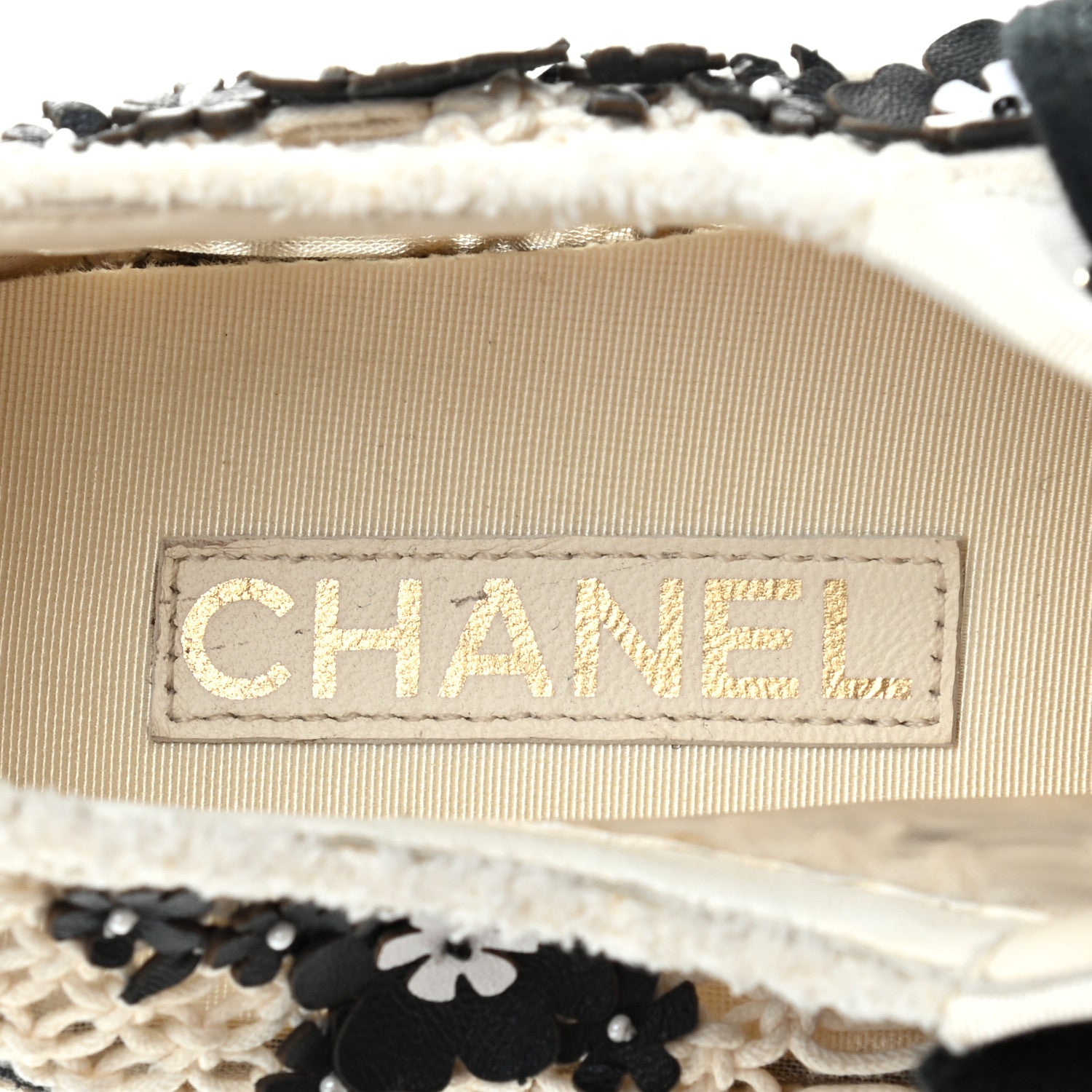Chanel Cotton Grosgrain Broderie Lace Up Espadrilles 36 White Black 6 of 9