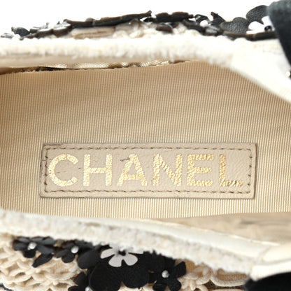 Chanel Cotton Grosgrain Broderie Lace Up Espadrilles 36 White Black 6 of 9