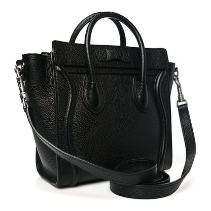 Celine Drummed Calfskin Nano Luggage Black 3 of 11