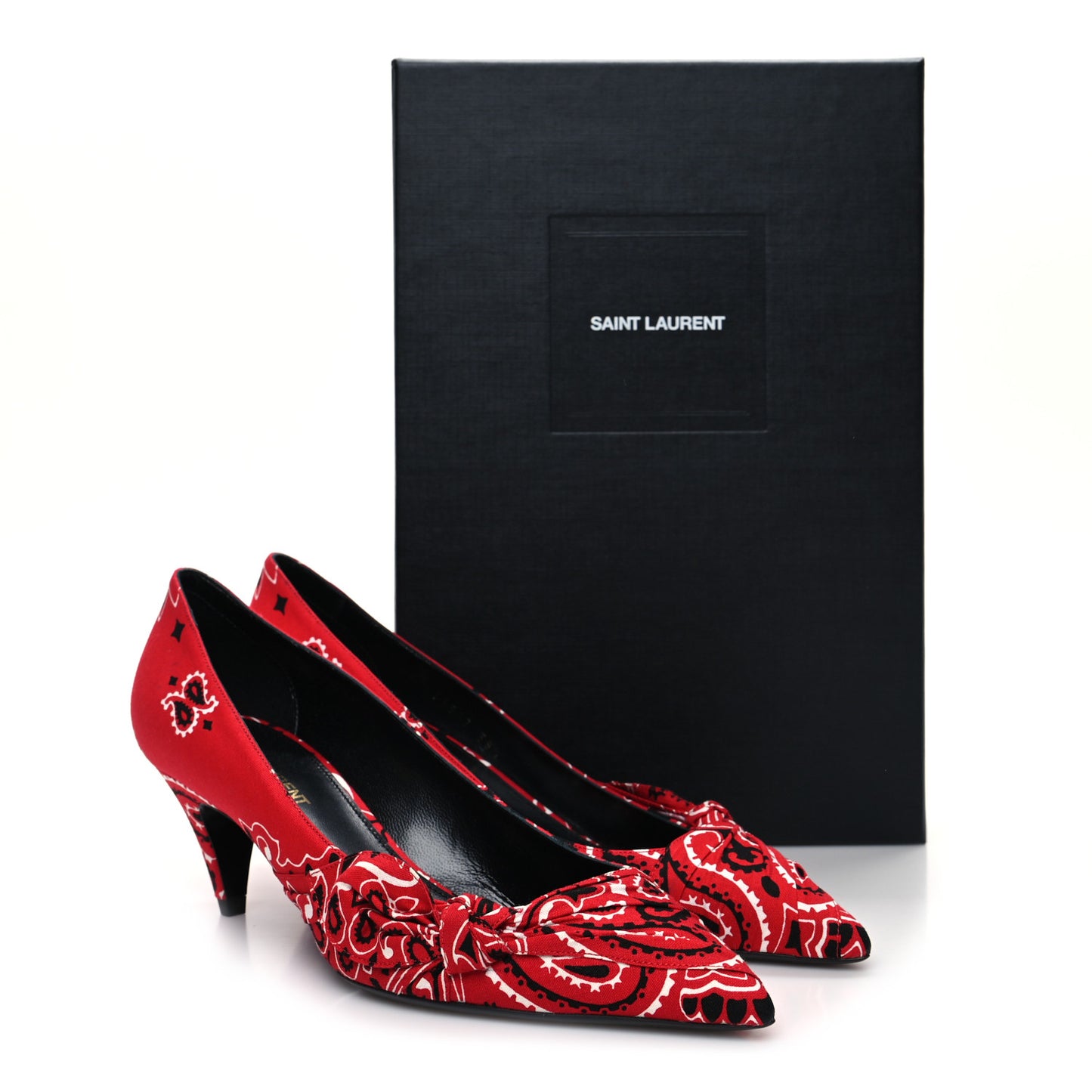 Bandana Charlotte Kitten Heel Pumps 38.5 Red
