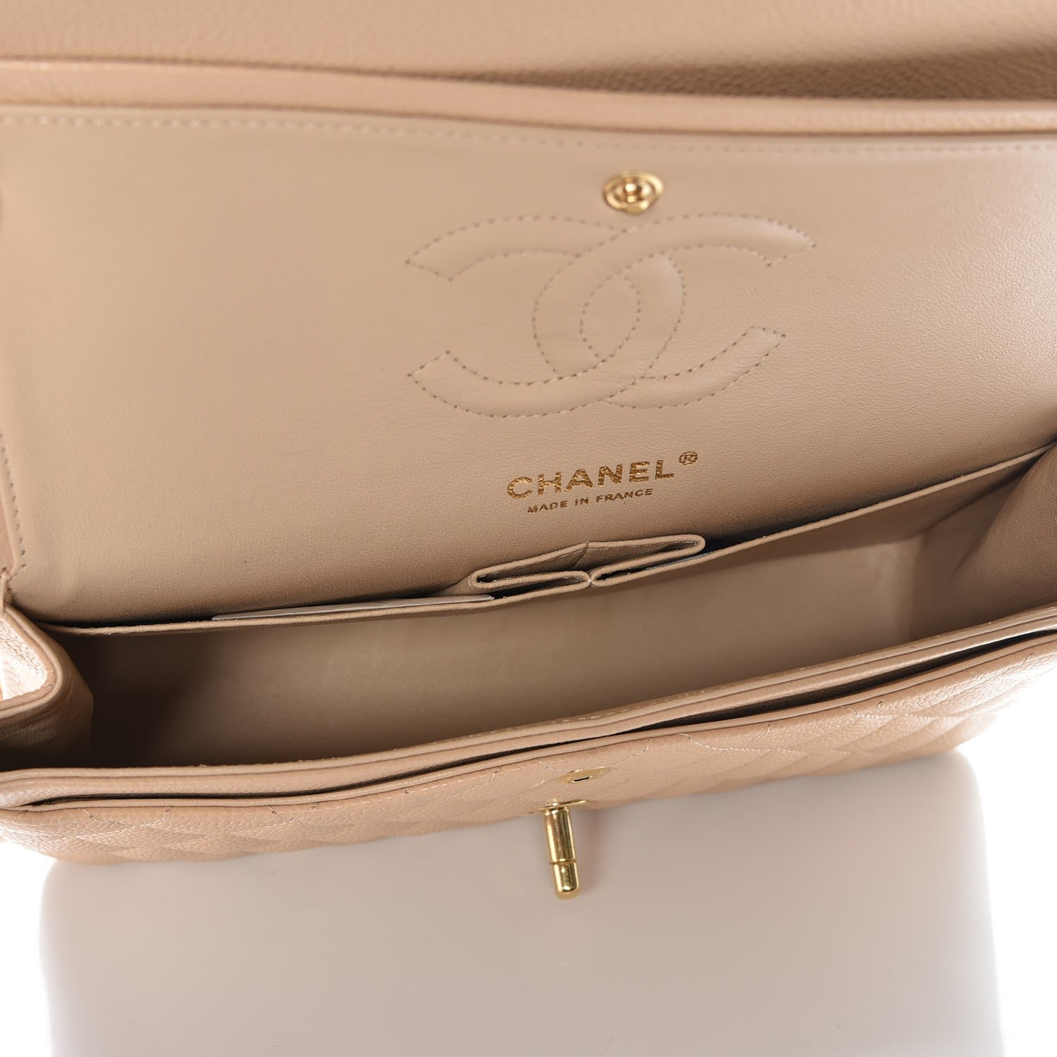 Chanel Caviar Quilted Medium Double Flap Beige Clair 5 of 8