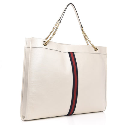Gucci Calfskin Maxi Rajah Chain Tote White 3 of 11