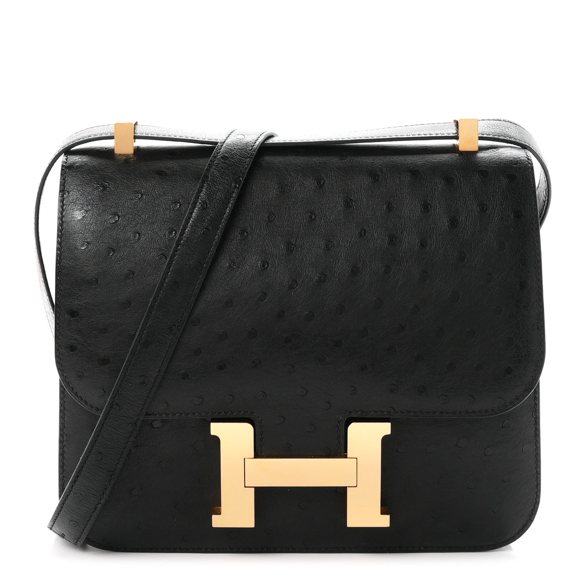 Hermes Ostrich Constance 24 Black 1 of 11