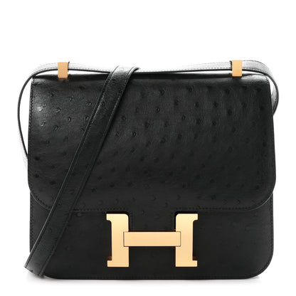 Hermes Ostrich Constance 24 Black 1 of 11