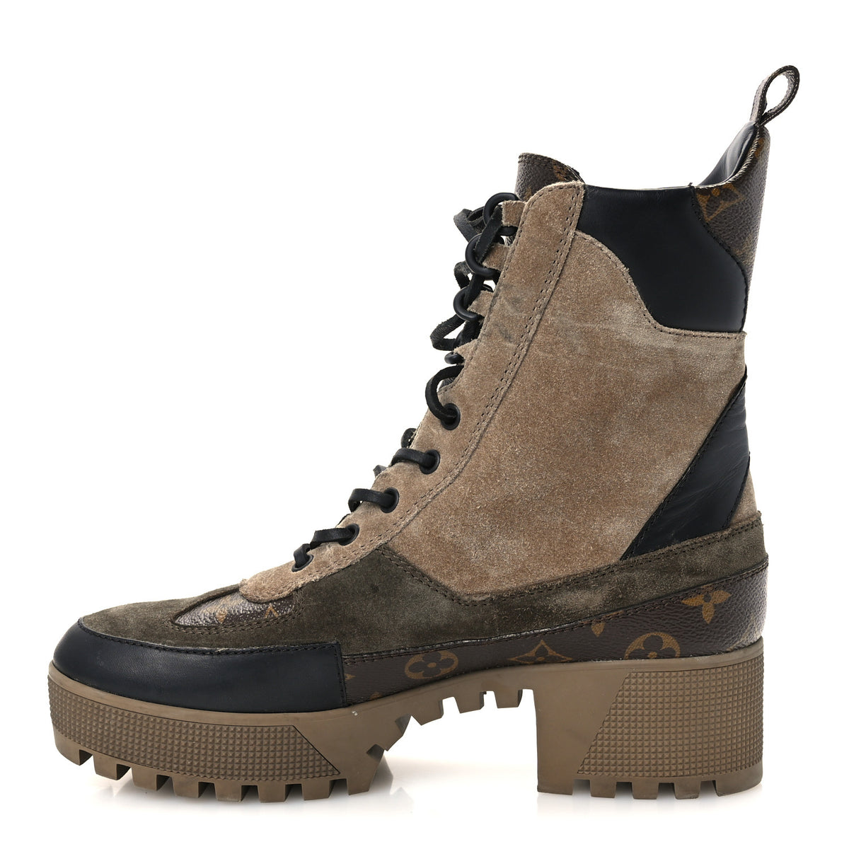 Louis Vuitton Suede Calfskin Monogram Laureate Platform Desert Boots 39.5 Taupe 1 of 10