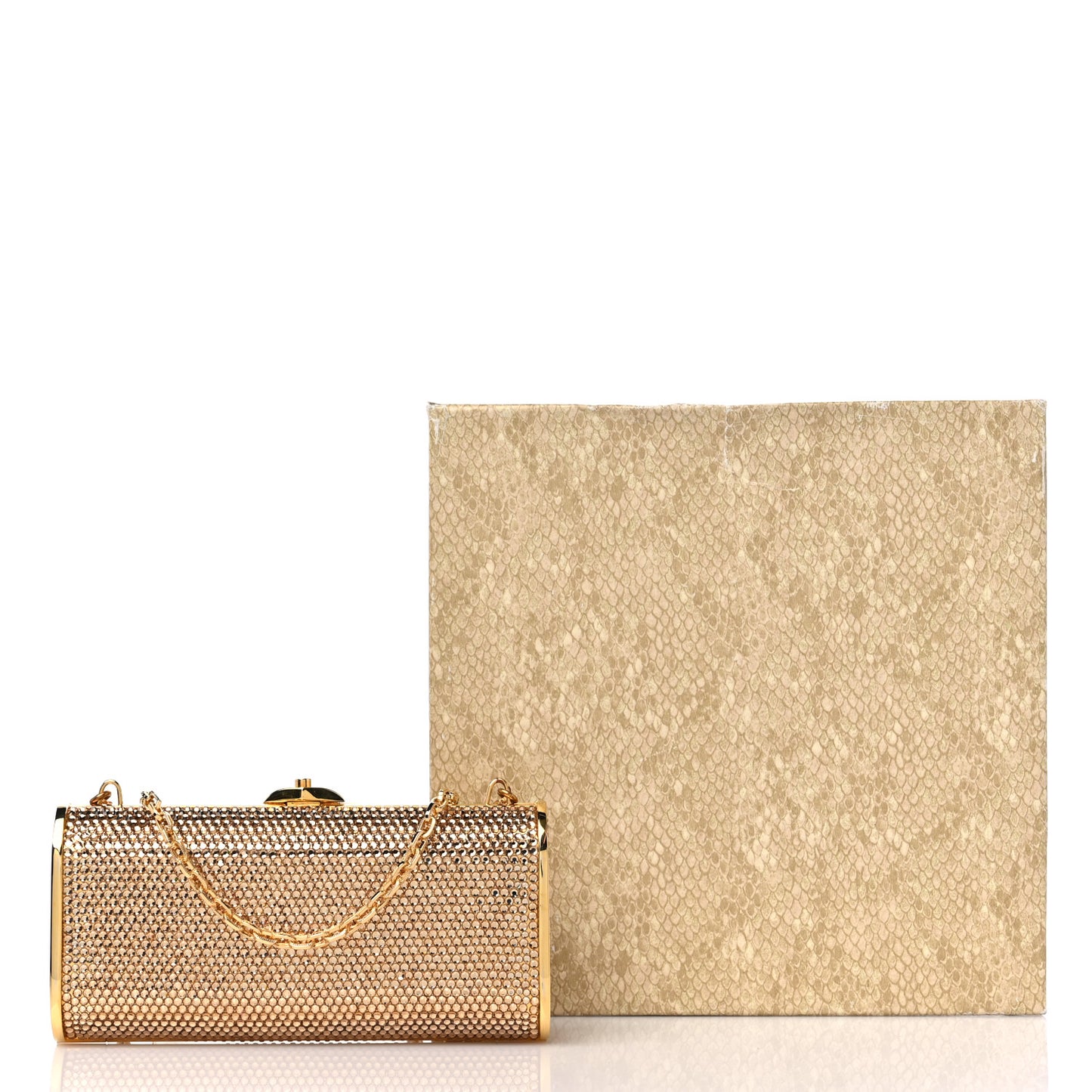 Swarovski Crystal Minaudiere Clutch Gold