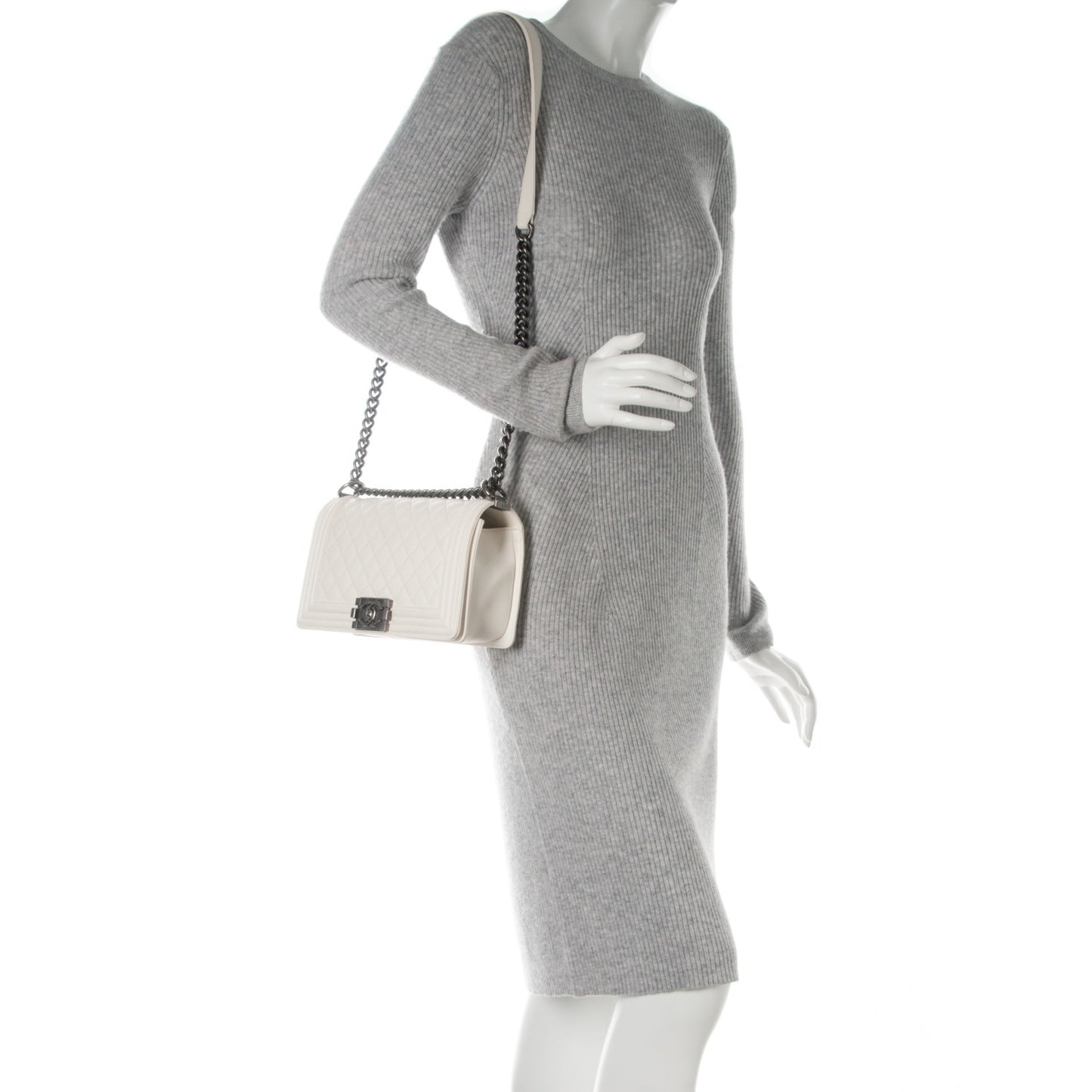 Lambskin Quilted Medium Boy Flap White